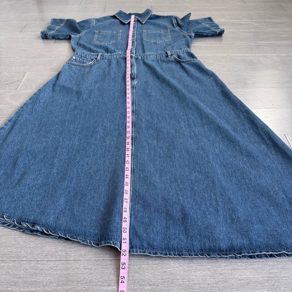 ALIGNE Mateo Short Sleeve Asymmetric Denim Midi Shirt Dress 12 Anthropologie - Picture 15 of 15